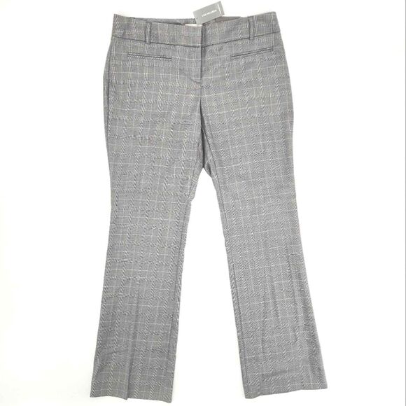 Van Heusen Modern Fit Gray Plaid Print Pants Slight Boot Leg Womens Size 4 Short - Picture 1 of 13